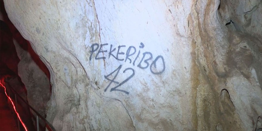 3 bin yıllık Oylat Mağarası'nı sprey boyayla tahrip ettiler