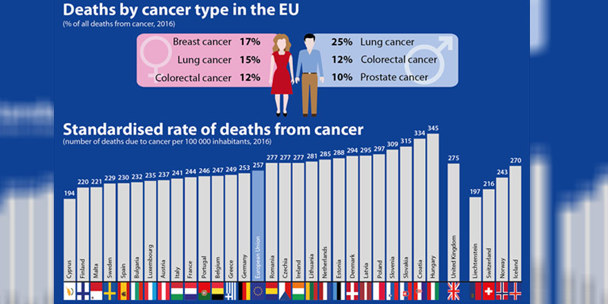 4 ölümden 1'i kanserden