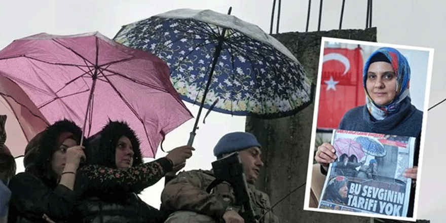 'Asker ıslanmasın' diye şemsiye tutan kadın konuştu