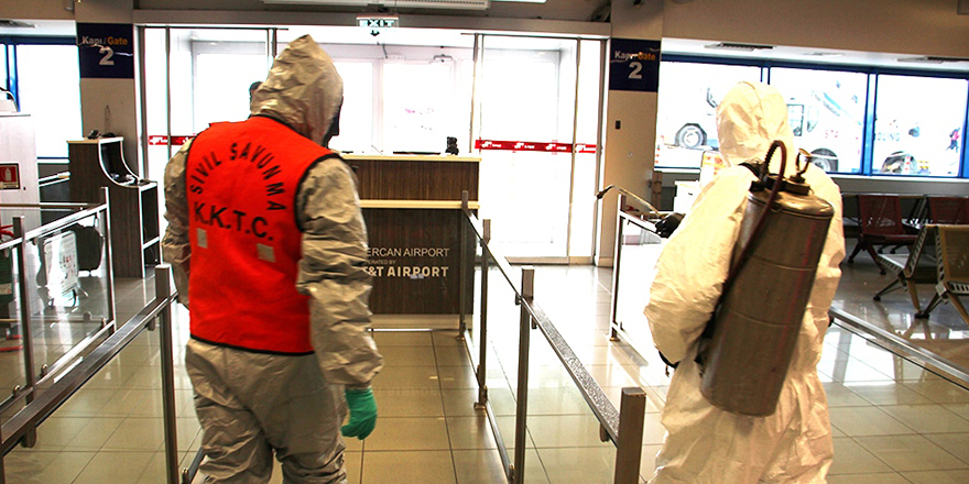 Ercan Havalimanı düzenli dezenfekte ediliyor