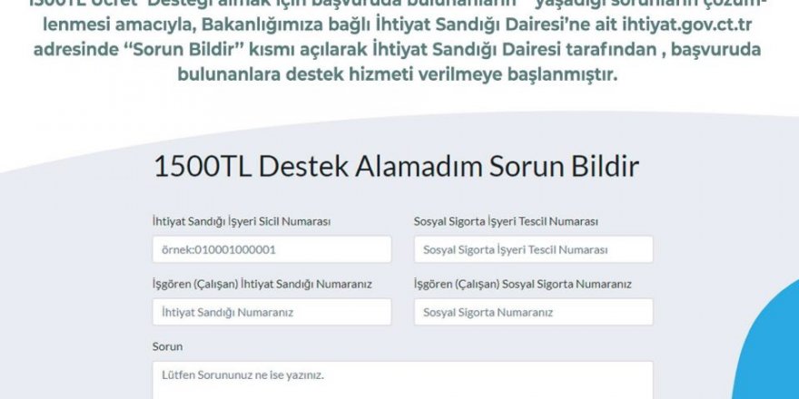 1500 TL destek alamayanlar dikkat!