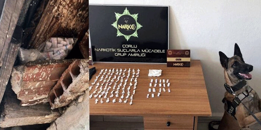 Çatı arasına gizlenen uyuşturucuları narkotik köpeği Larissa buldu: 4 gözaltı