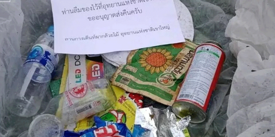 Tayland'da bir park yere atılan çöpleri sahiplerine geri gönderecek