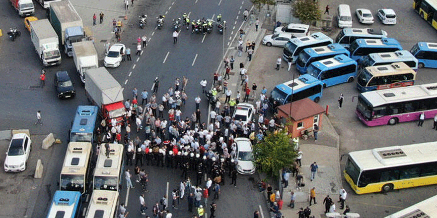 Harem'de minibüsçü eyleminde gerginlik