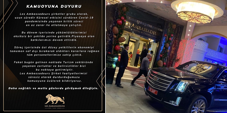 Les Ambassadeurs Otel şirket faaliyetlerini süresiz durdurdu