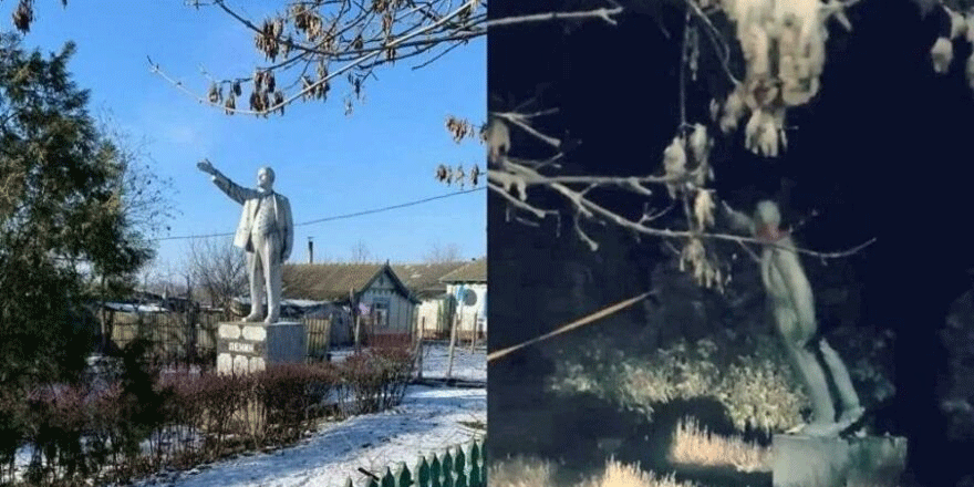 Ukrayna’daki son Lenin heykeli de yıkıldı
