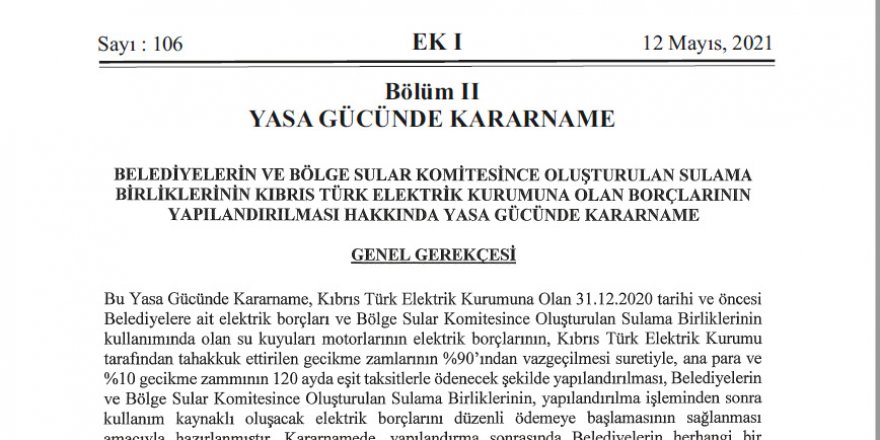 Belediyeler ve su birimlerinin KIB-TEK’e olan borçları yapılandırıldı