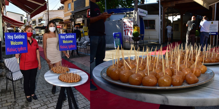 Kuzey’e geçenler “Hoşgeldiniz” pankartı ve lokma ikramı ile karşılandı