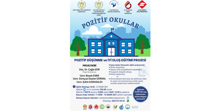 “Pozitif Okullar Projesi” kayıt başvurusu almaya devam ediyor