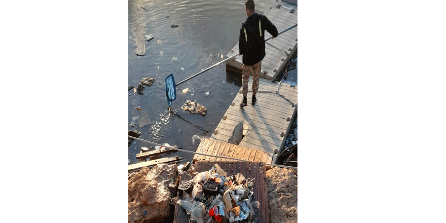 Girne antik limanda temizlik çalışmaları devam ediyor