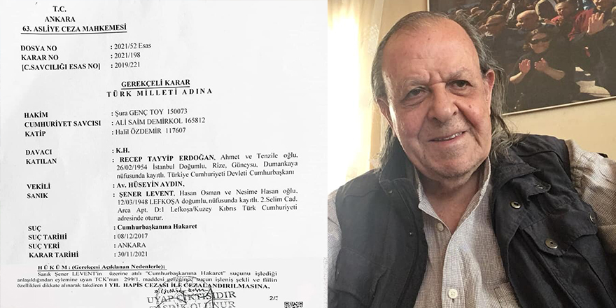 Şener Levent'e 1 yıl hapis cezası