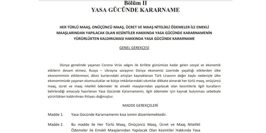 Kararnamenin iptali, Resmi Gazete’de yayımlandı
