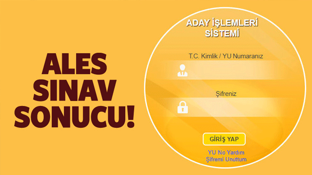 ALES sonuçları ÖSYM tarafından açıklandı... ALES sonuç sayfası