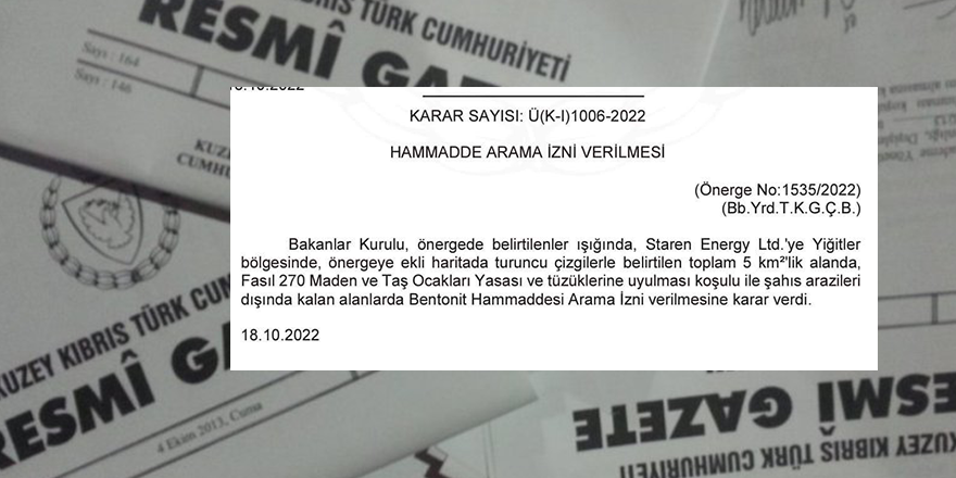 Yiğitler bölgesinde hammadde arama izni verildi