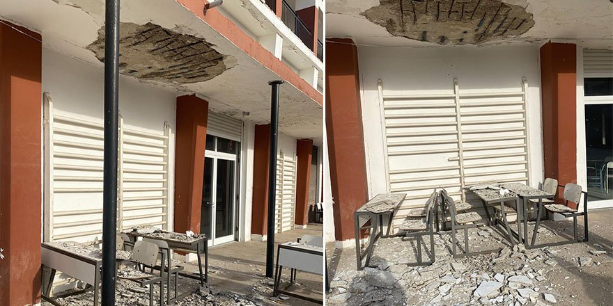 Okul koridorunun tavanı çöktü