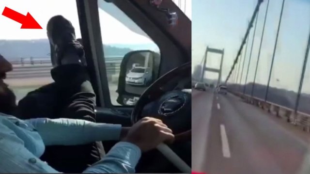 Fatih Sultan Mehmet Köprüsü'nde sopayla gaz pedalına basarak araç kullanan sürücü yakalandı