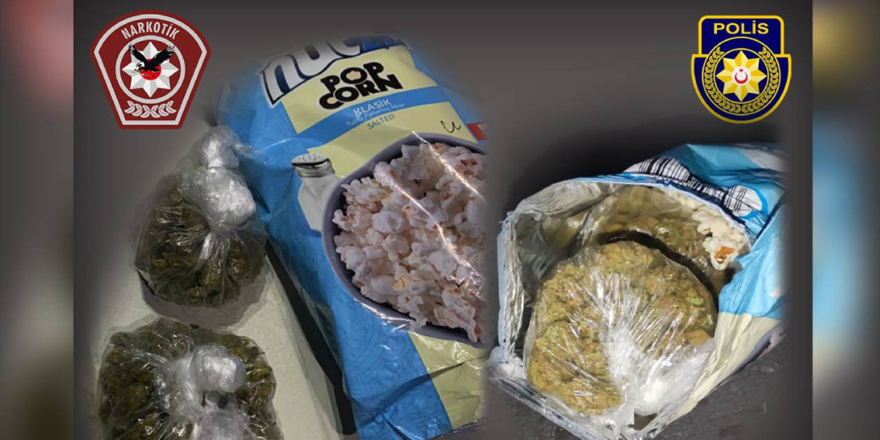 Patlamış mısır paketinde 60 gram uyuşturucu!