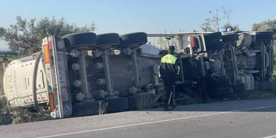 Beton mikseri devrildi: Bir kişi yaralandı