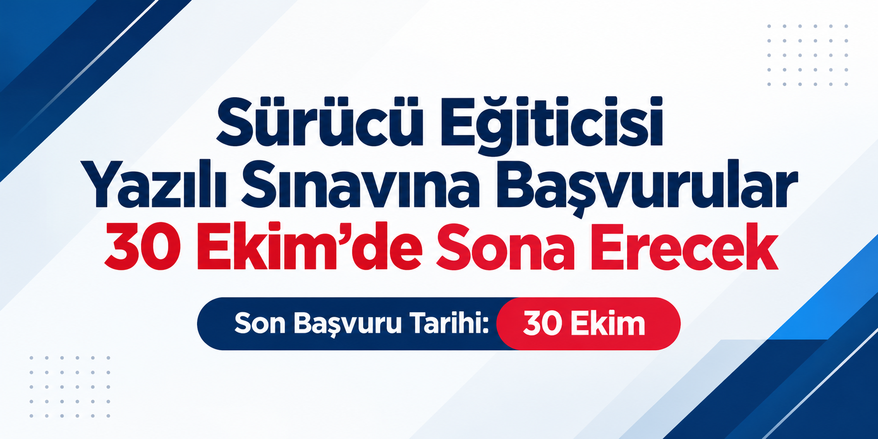 Sürücü eğiticisi yazılı sınavına başvurular 30 Ekim’de sona erecek