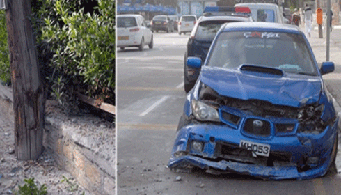 Spor araba ile elektrik direğini devirdi