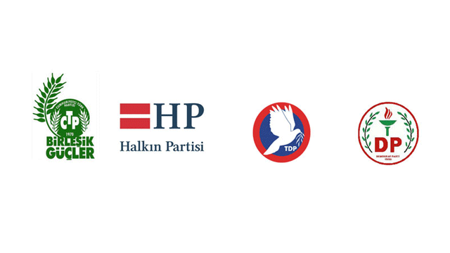 Koalisyon için görüşmeler yapan CTP, HP, TDP ve DP’nin başkanları biraraya geldi