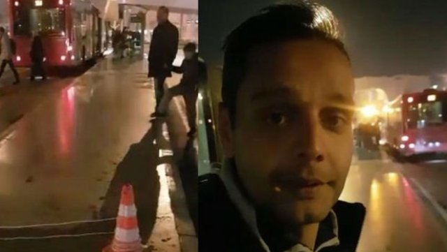 İzmir'de kaygan yolda kayıp düşen genç, başkaları düşmesin diye nöbet tuttu