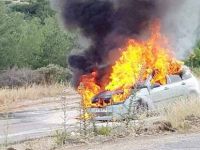 Seyir halinde alev aldı