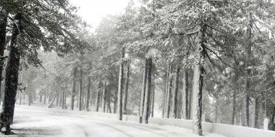 Trodos’ta kar kalınlığı 2 cm’ye ulaştı