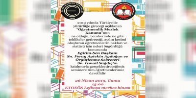 Türkiye eğitim-sen başkanı Aydoğan seminerde konuşacak