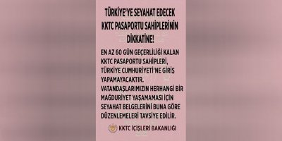 KKTC vatandaşlarının Türkiye Cumhuriyeti’ne pasaportla girişler hakkında önemli duyuru