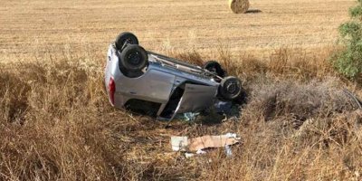 Karşı şeride geçip şarampole uçtu