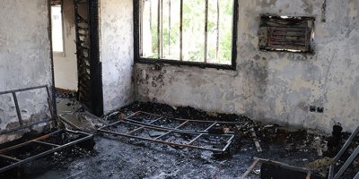 Lefkoşa'da apartman yandı