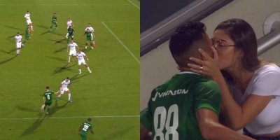 Golden sonra öpücük için sevgilisine koştu ama arkasını döndüğünde şok oldu!