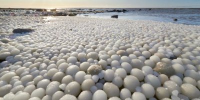 Finlandiya'da bir plaj binlerce 'buzdan yumurtayla' kaplandı
