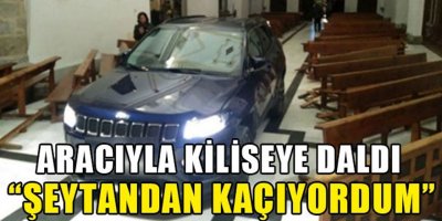 Araçla kiliseye daldı