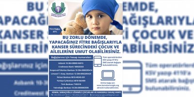 kemal saraçoğlu lösemili çocuklar ve kanserle savaş vakfı’ndan halka “fitre bağışı” çağrısı