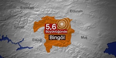 Bingöl'de 5,6 büyüklüğünde yeni deprem