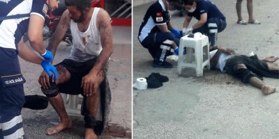 Patlayan lastiği kontrol ederken bu hale geldi!