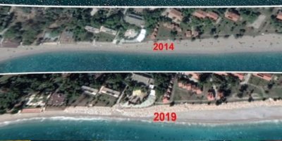 Konyaaltı Sahili 60 yılda 35 metre eridi, bir havluluk yer kaldı