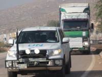 BM'den Suriyelilere 13 tırlık insani yardım malzemesi