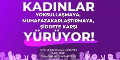 Kadına yönelik şiddetle mücadele gününde ortak yürüyüş