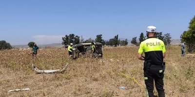 Araç, yoldan çıkarak takla attı ve araziye uçtu!