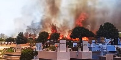 Lapta Mezarlığı’nın güneyinde yangın çıktı