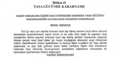 Tartışmalara yol açan Yasa Gücünde Kararname iptal edildi