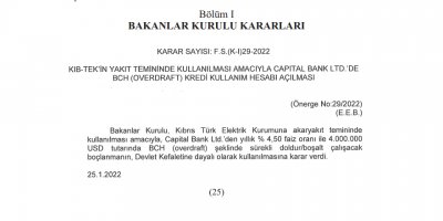 KIB-TEK 4 milyon dolar daha borçlandırıldı