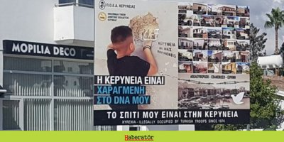 Kıbrıs'ın güneyinde tepki çeken pankart