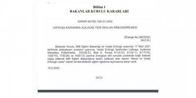 Yeni inşa edilecek okulların isimleri belirlendi