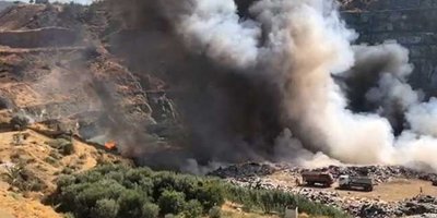 Lefke çöplüğünde yangın!