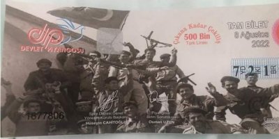 Piyango biletleri üzerine Erenköy mücahitleri diye EOKA'cıların fotoğrafı basıldı