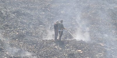 Lefke çöplüğündeki yangın sürüyor